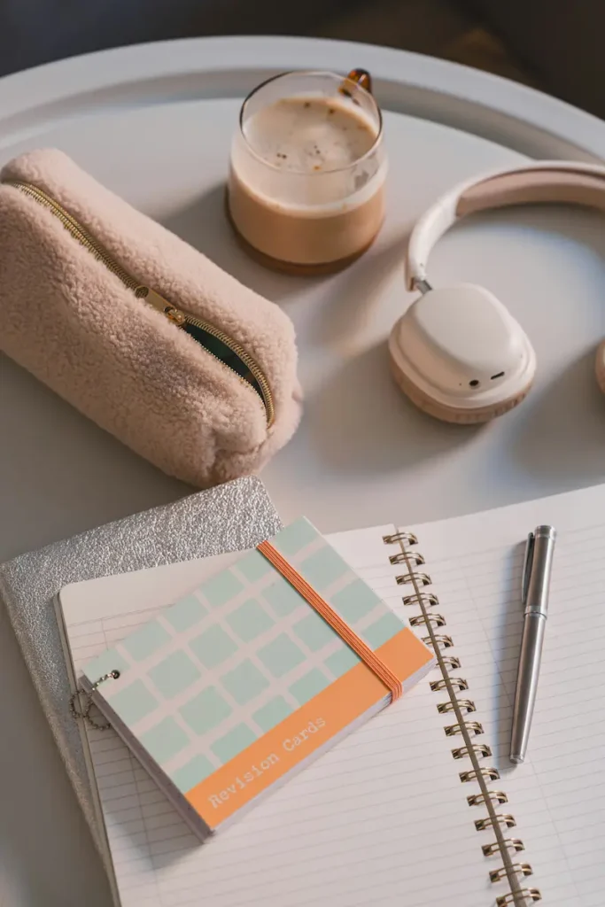 weekly self-care routine with simple planning notebook and calm setup