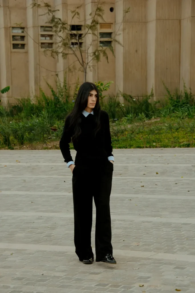 quiet luxury monochrome outfit with elegant minimalist styling