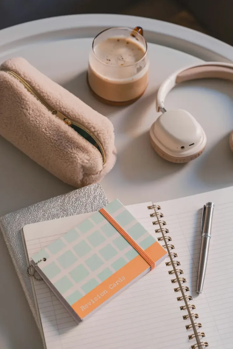 weekly self-care routine with simple planning notebook and calm setup